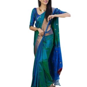 SGF11- Women's Kanjivaram Pure Zari Woven Soft Silk Saree With Blouse Piece