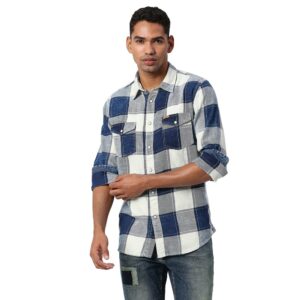 Pepe Jeans Men's Regular Fit Shirt (PM307865_Indigo 2XL)