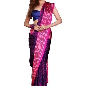 KARAGIRI Women's Navy Blue Digital Print Saree