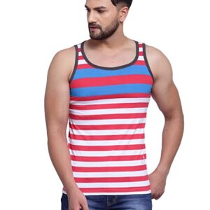 Zoiro Trends Super Combed Cotton Striped Singlet for Men with U-Neckline & Sleeveless Design | Anti-Bacterial & Anti-Pilling Finish | Pack of 1