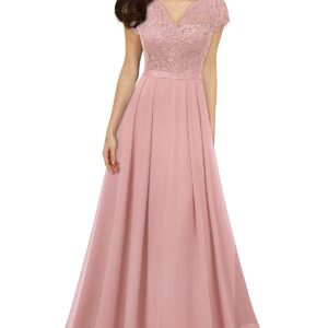 Miusol Women's Formal Lace Split Side Style Bridesmaid Maxi Dress
